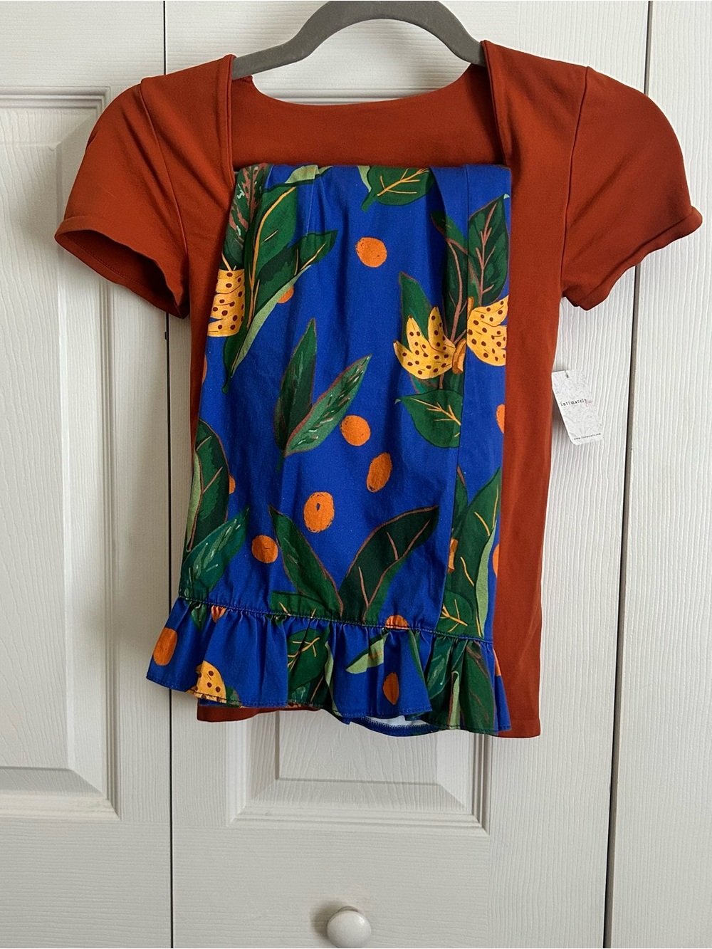 FARM Rio Blue Tropical Mini Skirt with Orange Floral Print - Picture 16 of 16